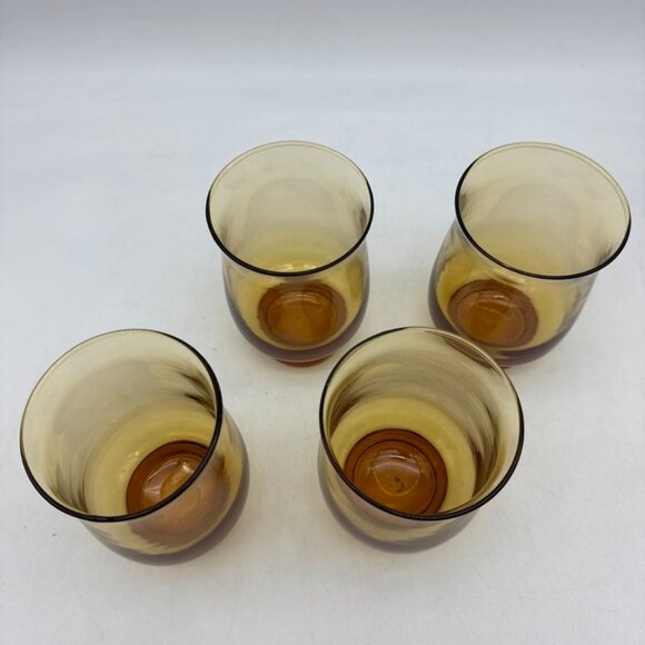 Vintage Libby amber set of 4 glasses, gold tinted - Picture 4 of 4